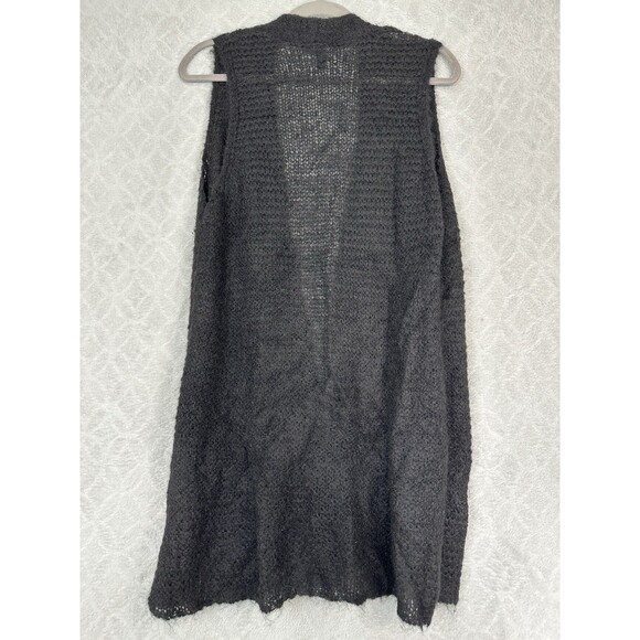 Eileen Fisher Peruvian Alpaca Vest Topper Womens M Black Open Knit Duster Luxury - Picture 5 of 10